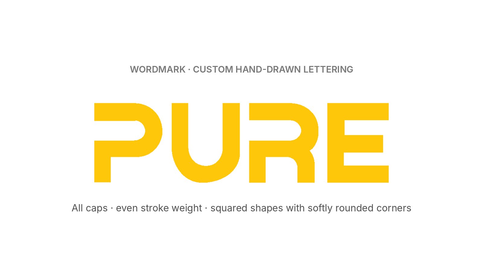 The hand-drawn PURE wordmark in golden yellow